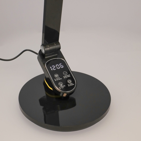 Klasyczna lampka biurkowa, szkolna, zegarek, led, czarna