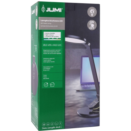 Klasyczna lampka biurkowa, szkolna, zegarek, led, czarna