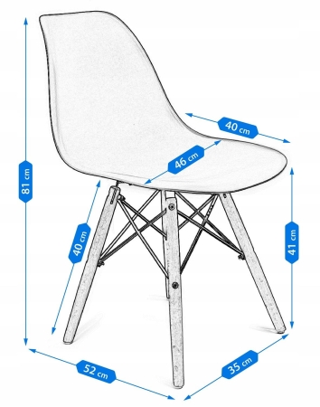 Krzesło skandynawskie, LUNA, plastikowe, 35x52x81 cm, różowe
