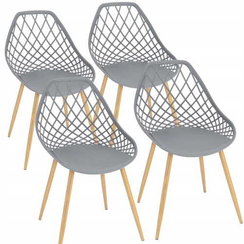 Przejdź do produktu Zestaw 4 sztuk, krzesło ogrodowe, ARANDA, boho, 48x55x81 cm, szare