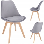 Krzesło tapicerowane, welurowe, ELANO, 49x34x82 cm, szare