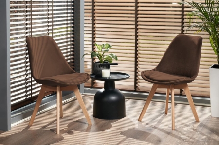Krzesło tapicerowane, welurowe, ELANO, 49x34x82 cm, brązowe