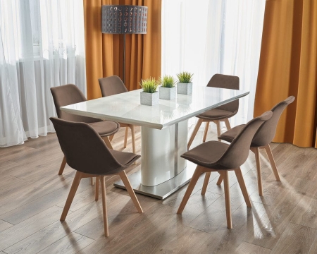 Krzesło tapicerowane, welurowe, ELANO, 49x34x82 cm, brązowe