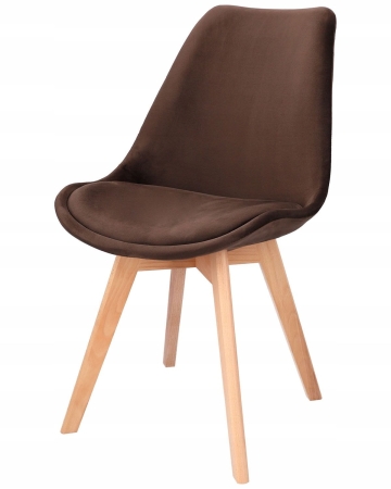 Krzesło tapicerowane, welurowe, ELANO, 49x34x82 cm, brązowe
