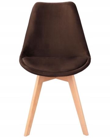 Krzesło tapicerowane, welurowe, ELANO, 49x34x82 cm, brązowe