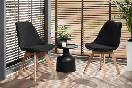 Krzesło tapicerowane, welurowe, ELANO, 49x34x82 cm, czarne