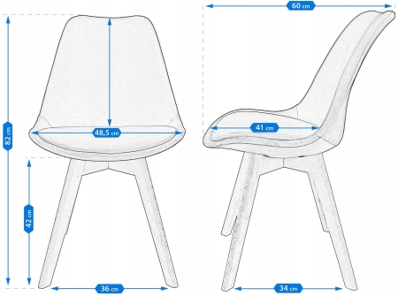 Krzesło tapicerowane, welurowe, ELANO, 49x34x82 cm, czarne