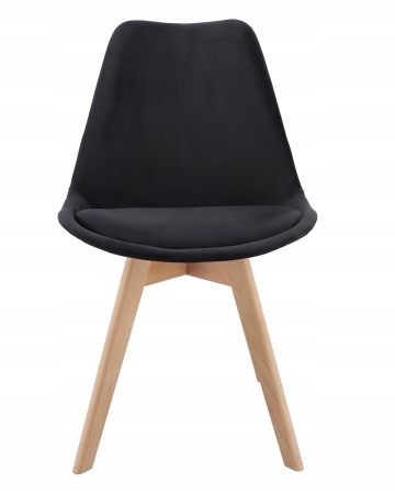 Krzesło tapicerowane, welurowe, ELANO, 49x34x82 cm, czarne