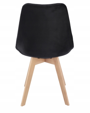 Krzesło tapicerowane, welurowe, ELANO, 49x34x82 cm, czarne