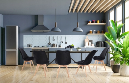 Krzesło tapicerowane, welurowe, ELANO, 49x34x82 cm, czarne