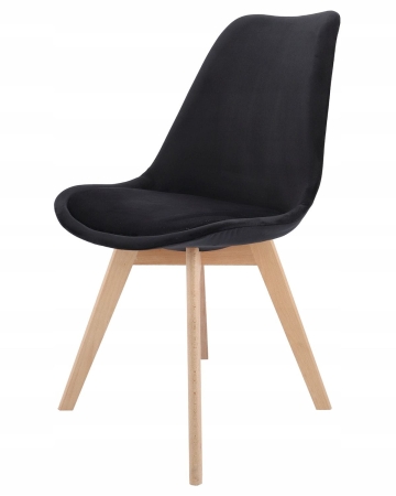 Krzesło tapicerowane, welurowe, ELANO, 49x34x82 cm, czarne