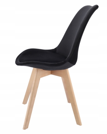 Krzesło tapicerowane, welurowe, ELANO, 49x34x82 cm, czarne