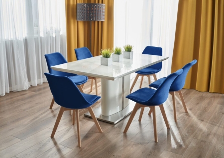 Krzesło tapicerowane, welurowe, ELANO, 49x34x82 cm, granatowe