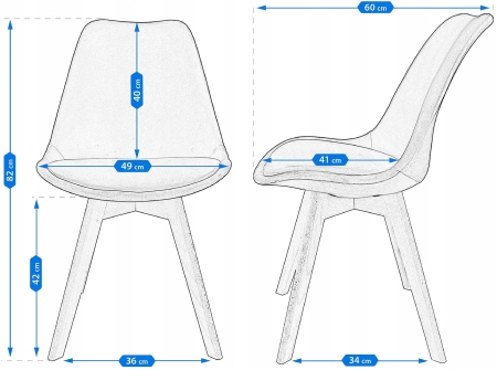 Krzesło tapicerowane, welurowe, ELANO, 49x34x82 cm, granatowe