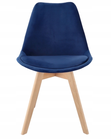 Krzesło tapicerowane, welurowe, ELANO, 49x34x82 cm, granatowe