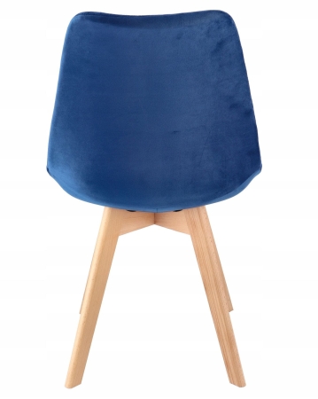 Krzesło tapicerowane, welurowe, ELANO, 49x34x82 cm, granatowe