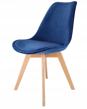 Krzesło tapicerowane, welurowe, ELANO, 49x34x82 cm, granatowe