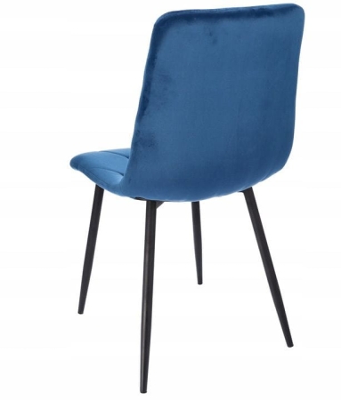 Krzesło tapicerowane, pikowane, TORVI, welur, zestaw 4 krzeseł, 44x52x89 cm, granatowy
