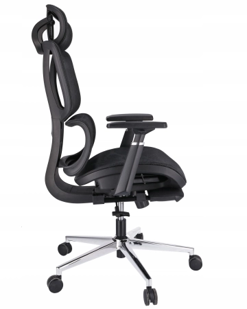 Fotel ergonomiczny, z podnóżkiem, RENO, czarny