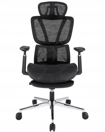 Fotel ergonomiczny, z podnóżkiem, RENO, czarny