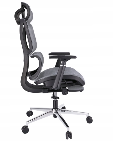  Fotel ergonomiczny, z podnóżkiem, RENO, szary