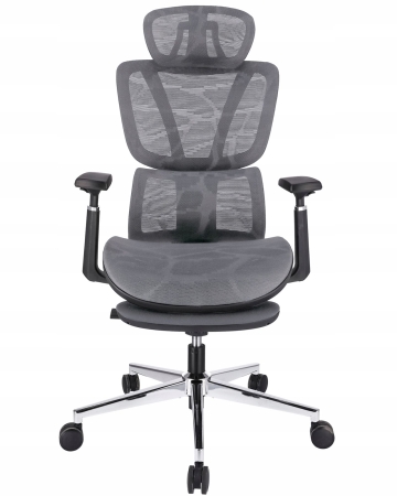  Fotel ergonomiczny, z podnóżkiem, RENO, szary