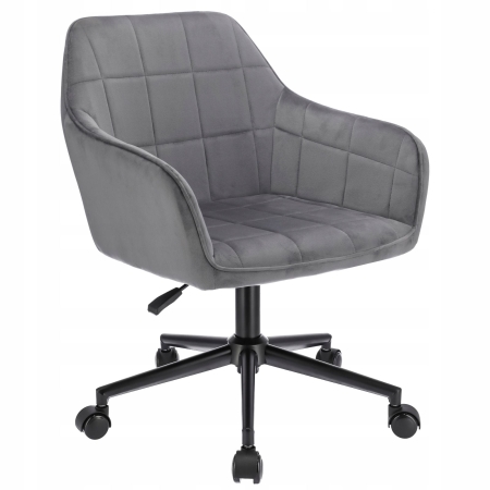 Wygodny fotel obrotowy, welur, Milano, szary na czarnej stopie