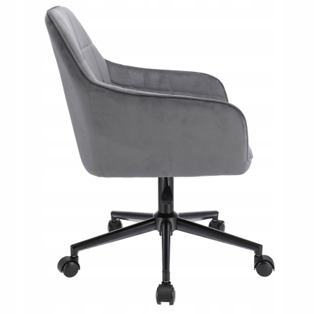 Wygodny fotel obrotowy, welur, Milano, szary na czarnej stopie