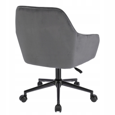 Wygodny fotel obrotowy, welur, Milano, szary na czarnej stopie