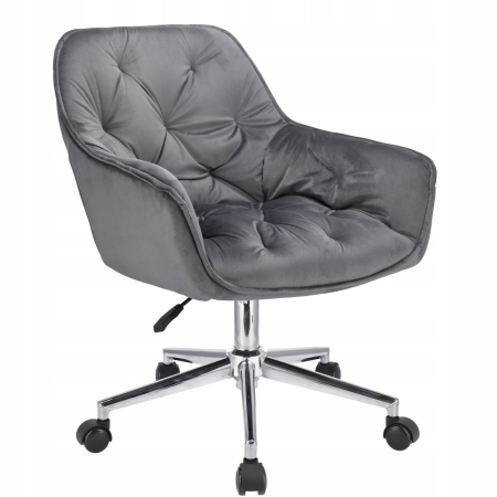 Fotel biurowy, welur, obrotowe krzesło, Largo, szare