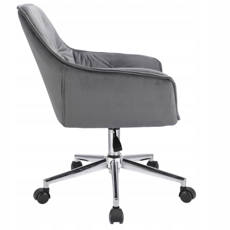 Fotel biurowy, welur, obrotowe krzesło, Largo, szare