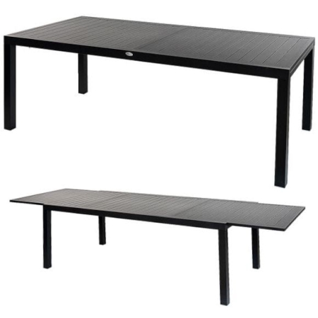 Stół ogrodowy, składany, duży, czarny, 160-240x90x75 cm