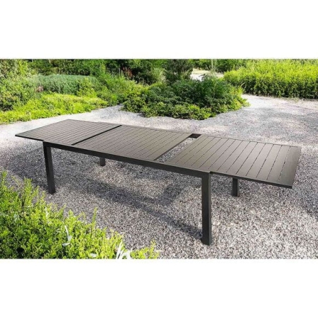 Stół ogrodowy, składany, duży, czarny, 160-240x90x75 cm
