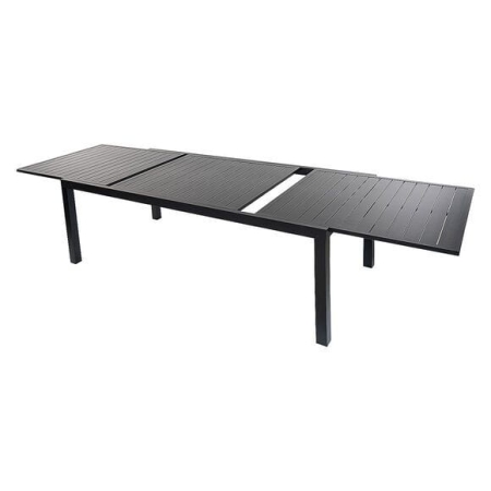 Stół ogrodowy, składany, duży, czarny, 160-240x90x75 cm