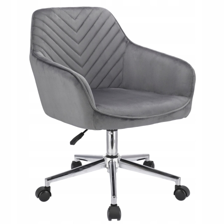 Fotel obrotowy, krzesło konferencyjne, welur, szary na srebrnej stopie