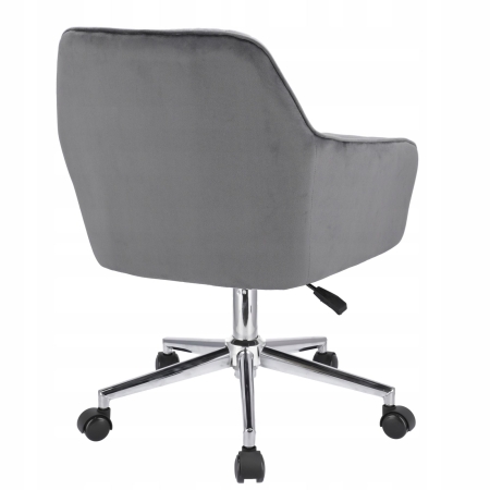 Fotel obrotowy, krzesło konferencyjne, welur, szary na srebrnej stopie