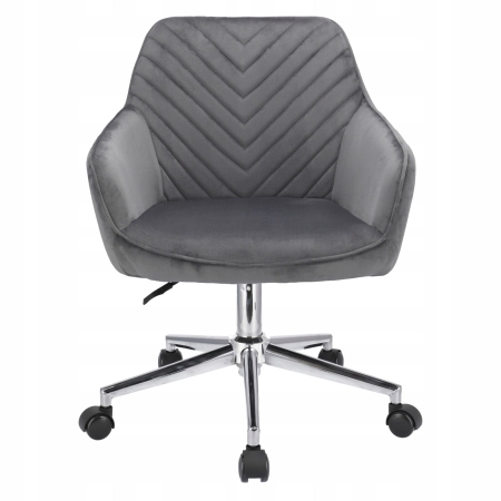 Fotel obrotowy, krzesło konferencyjne, welur, szary na srebrnej stopie