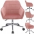 Wygodny fotel obrotowy, welur, Milano, różowy na srebrnej stopie