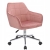 Wygodny fotel obrotowy, welur, Milano, różowy na srebrnej stopie