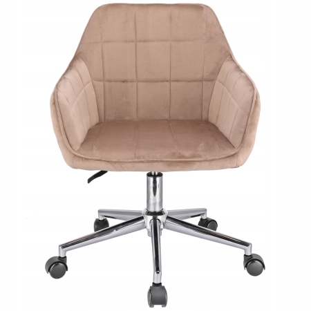 Wygodny fotel obrotowy, welur, Milano, beżowy na srebrnej stopie