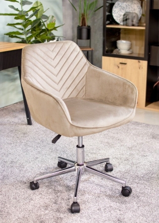 Fotel obrotowy, krzesło konferencyjne, Napoli, beżowe na srebrnej stopie