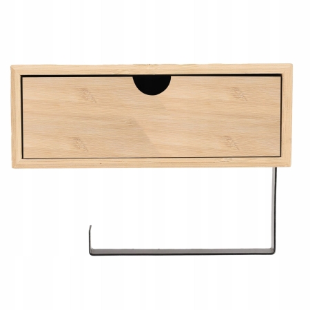 Uchwyt na papier toaletowy, półka, schowek, 13x16x22 cm, odcienie brązu