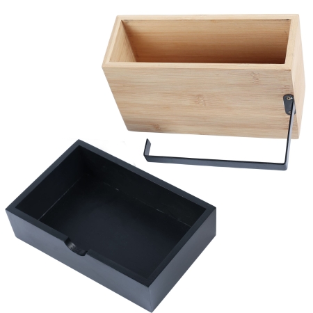 Uchwyt na papier toaletowy, półka, schowek, 13x16x22 cm, czarny