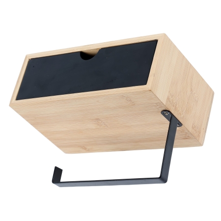 Uchwyt na papier toaletowy, półka, schowek, 13x16x22 cm, czarny