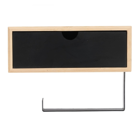 Uchwyt na papier toaletowy, półka, schowek, 13x16x22 cm, czarny