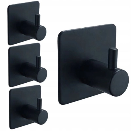 Haczyki łazienkowe, 4 sztuki, uchwyt ścienny na ręczniki, czarne