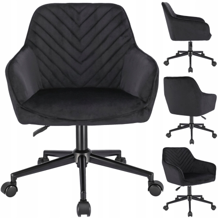 Fotel obrotowy, krzesło konferencyjne, welur, czarne na czarnej stopie
