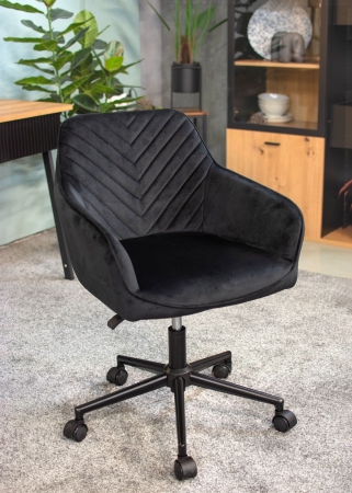 Fotel obrotowy, krzesło konferencyjne, welur, czarne na czarnej stopie