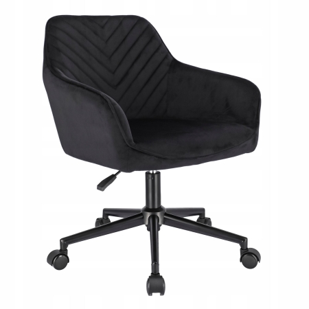 Fotel obrotowy, krzesło konferencyjne, welur, czarne na czarnej stopie
