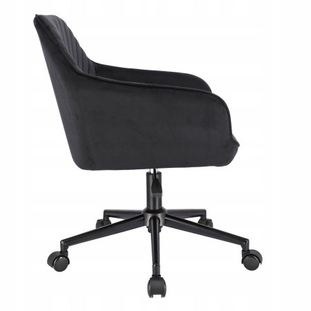 Fotel obrotowy, krzesło konferencyjne, welur, czarne na czarnej stopie